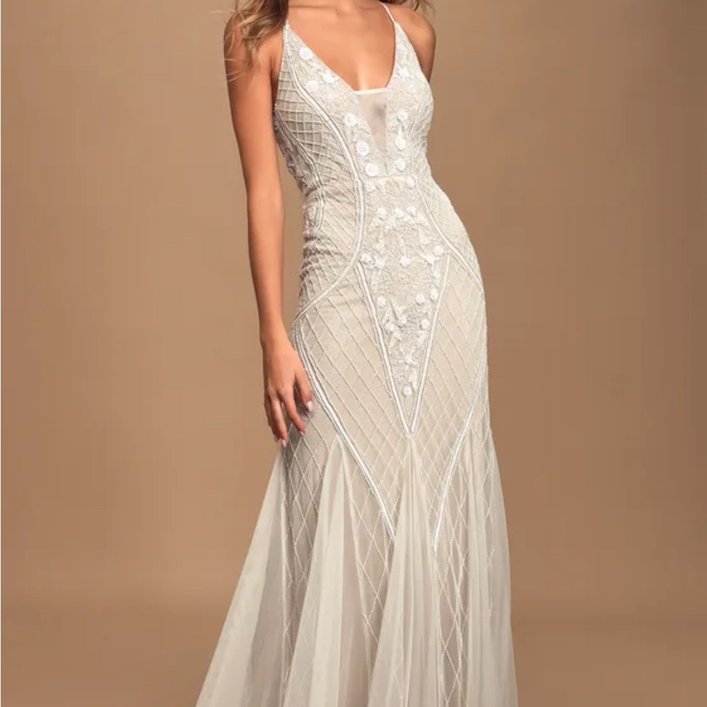 Elegant Cream Beaded Evening or Wedding - Picture 3 of 13